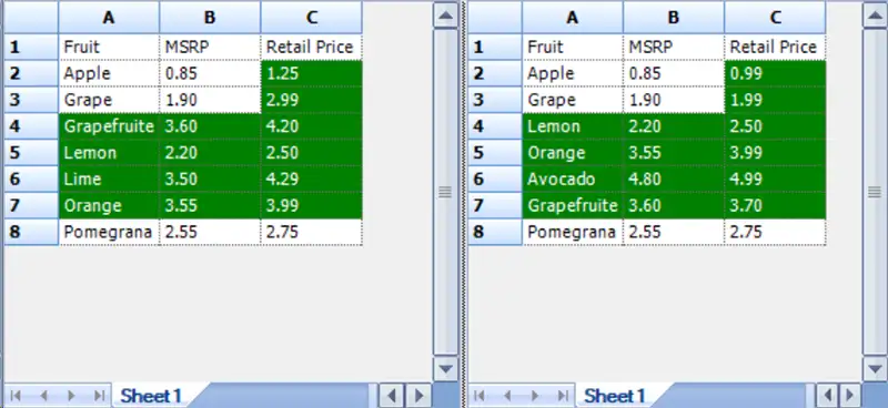 Spreadsheet Inquire 中的未排序資料