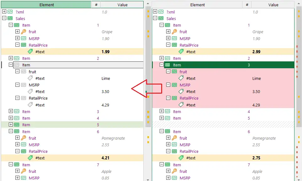 合併 XML 檔案中所做的更改